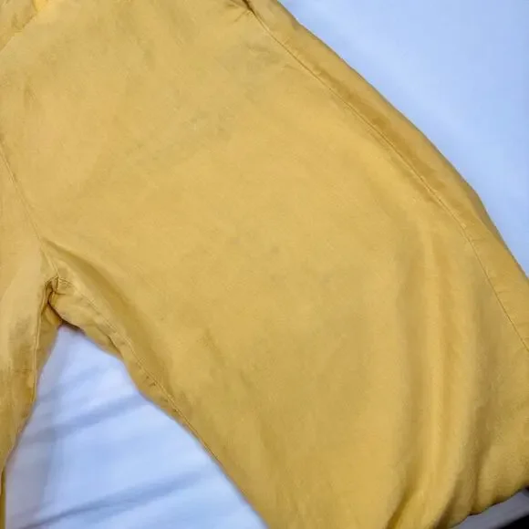 J Jill Love Linen Wide Leg Capri Pant Mustard Sun Yellow Women’s Medium Boho - Picture 7 of 16